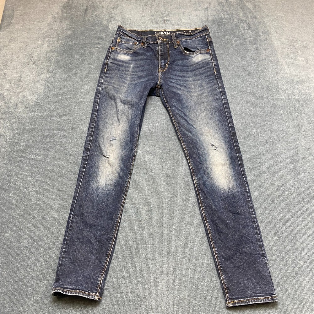 Denizen From Levi's 286 Jeans Mens 28x30 Blue Denim Distressed Slim Taper Fit